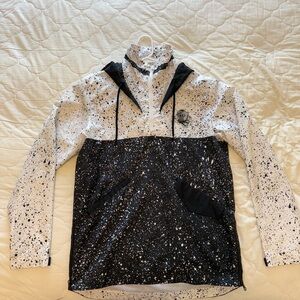 Adidas Black and White Windbreaker with Splatter Design